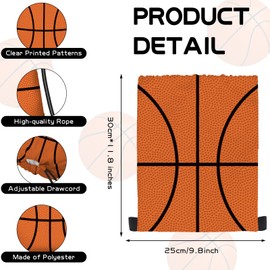 KERINGO 16 Pieces Basketball Gift Bags Basketball Drawstring String Bag Sports Backpack Ball Drawstring Party Favor Bags for Sports Storage Party Decorations