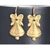 Gold Brass Bell Dangle Earrings Holidays Christmas Festive Jewelry Earrings