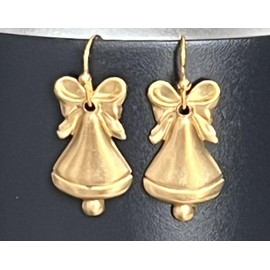 Gold Brass Bell Dangle Earrings Holidays Christmas Festive Jewelry Earrings for Women #3298FE262