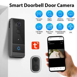 Swokely Smart WiFi Video Doorbell Camera, Wireless Doorbell Video Intercom with PIR WakeUp 1280x720 Night Vision Two Ways Audio IP65 Water Proof for Home Security, Black
