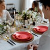 100PCS Red Gold Plastic Plates for 50 Guests, Hefty Disposable