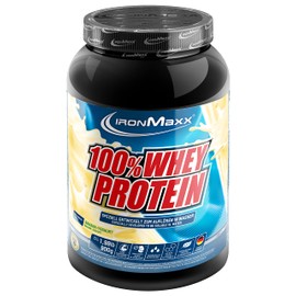 IronMaxx 100% Whey Protein Pulver - Banane Joghurt 900g Dose | zuckerreduziertes, wasserlösliches Eiweißpulver aus Molkenprotein | viele verschiedene Geschmacksrichtungen