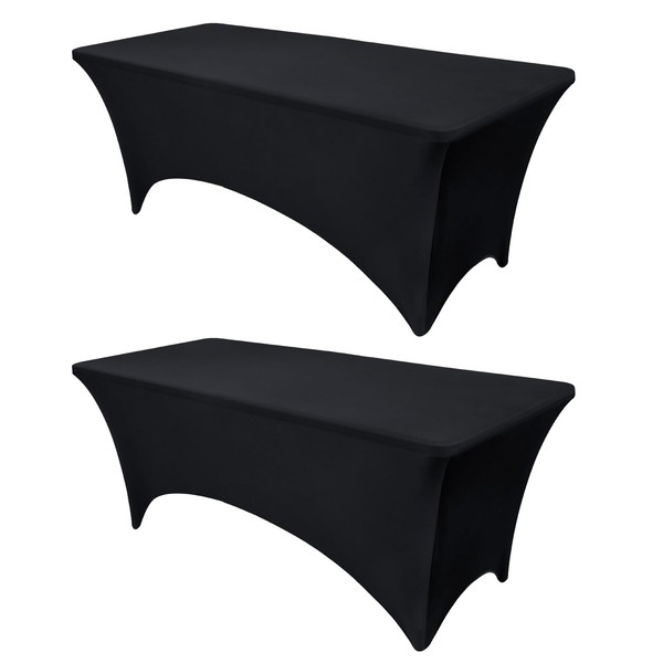 OutdoorLines 2 Pieces Black Spandex Table Cover for 8 Feet