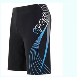 a762 2025 New Men's Plus Size Long Leg Swim Trunks for Hot Spring & Casual Wear Boxer 4XL [70.00 Kg-80.00 Kg]/999 Black and White 10ea