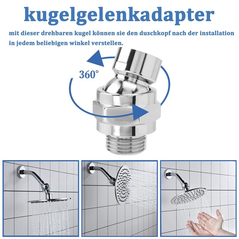 Bestgle Shower Head Rain Shower Ball Joint Swivel Head Replacement