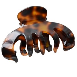 Prettyou Barrettes Hair Clip Clamp Celluloid Tortoise Shell 3.6 inches Comfortable Waterproof Styling Hair Claw Luxury Fashion Accessories for Women (dark leopard)