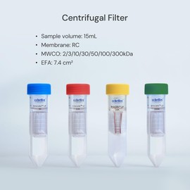 COBETTER Briscale Pack de 4 filtros centrífugos ultra de 30 kDa 15 ml unidad de tubo de centrífuga de ultrafiltración con membrana RC
