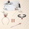 HIXNUG 4pcs Heart Queen Costume Accessories Gold Crown Headband Rhinestone