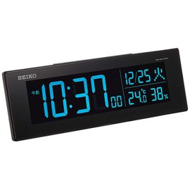 Seiko Clock Seiko Clock Tabletop Alarm Clock, Radio Controlled Digital AC Color LCD Series C3 01: Black Main Body Size: 2.9×8.7×1.7 inches BC406K