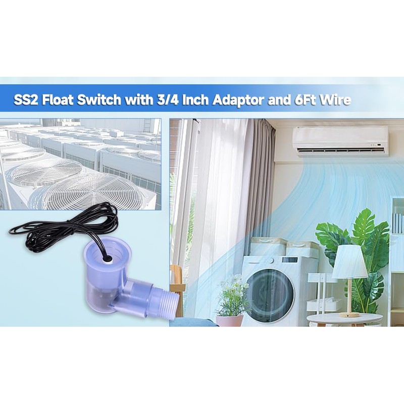 SS2 Float Switch with 3/4 Inch Adaptor and 6Ft Wire