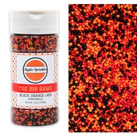 Mystic Sprinkles The Big Game Nonpareil Mix 3.8oz Bottles (Black, Orange & Red)