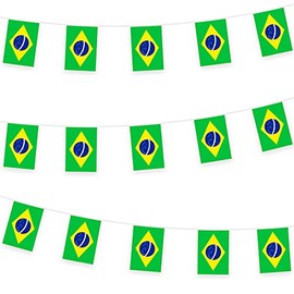 Brazil Bunting Flag Hanging Flag for World Cup 2022 10m/32ft Rectangle Fabric Brazil Flag Banner, Outdoor Indoor Bar Bunting for World Cup Qatar 2022 Decorations Party Supplies