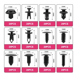 240 Pcs Bumper Clips Car Clips - 12 Most Popular Sizes Auto Push Pin Rivets Set Retainer Kit for Bumper Fender Door Trim Panel Compatible for GM Ford T0yota H0nda Chrys1er