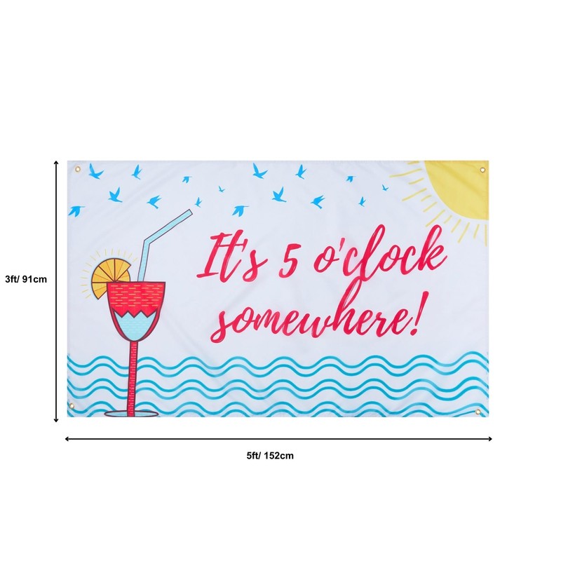 Runesol 5 O'Clock Somewhere Party Flag, 91x152cm, 3ft x 5ft,