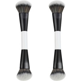 2 Piezas Brocha Para Base De Maquillaje, Cerdas Sintéticas Densas De Doble Punta, Brocha Para Rubor Corrector, Para Iluminador Corrector Bronceador Crema Difuminado Mujeres