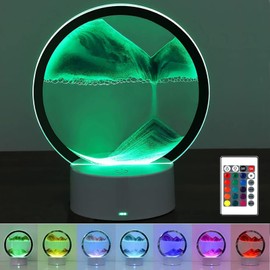 Sand Art Table Lamp, Sand Pictures for Rotating with LED Light, 3D Flowing Sand Painting, Night Light, 3D Moving Sand Art Table Lamp for Home, Office, Desktop Decoration