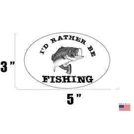 Rogue River Tactical I'd Rather Be Fishing Funny Sticker Decal Fishing Bumper Sticker Fish Auto Decal Car Truck Boat RV Real Life Rod Tackle Box
