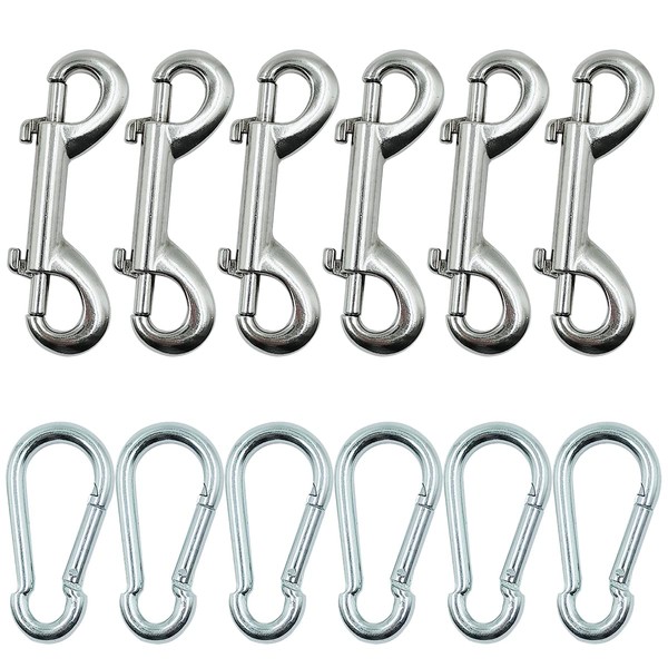 6 Pieces Double Ended Bolt Snaps Hook,DanziX 2.75Inch Zinc Alloy Double Trigger Clips Home Pet Accessory and 6 Pack 2Inch Carabiner Clip