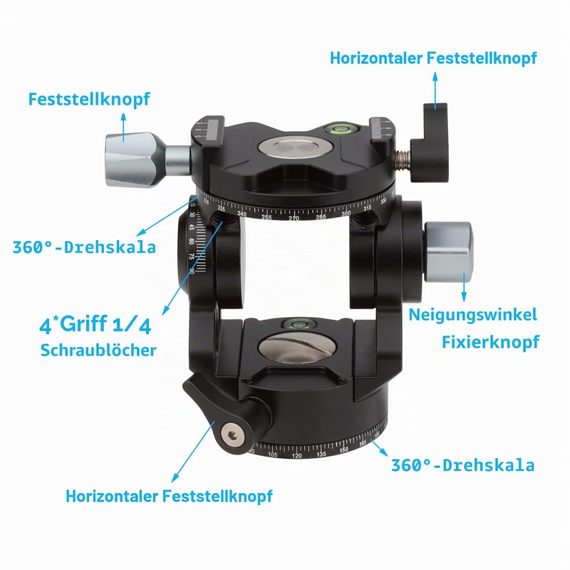 LEFTFOTO Dual Panoramic Tripod Liquid Head, Mini Pan Tilt Head,