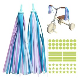 WUFGWBD 1 Pair Of Bicycle Handlebar Streamers And 1 Piece Of Bicycle Reflective Stickers, Bicycle Decorations, Children'S Bicycle Accessories