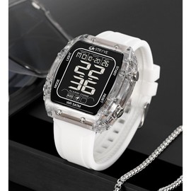 Sports Watches Men's Digital Military Watch Digital Watch Men's Tactical Watch LED 50M Waterproof Sport Military Watches for Men Stopwatch Digital Watches Teenagers, White, Strap.
