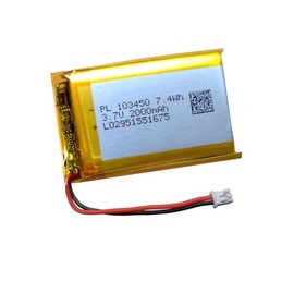 XINLANTECH 103450 2000mAh Rechargeable Battery with PH2.0-2Pin Plug, 7.4 Wh Lithium Polymer Battery Pack