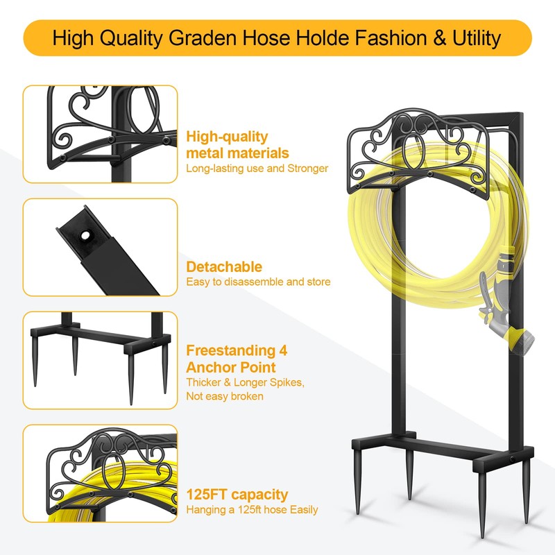 Shomextol Garden Hose Holder -Upgraded Hose Holder Holds,Freestanding Heavy Duty