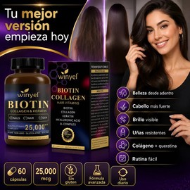 Biotina 25000mcg Cápsulas Complejo Piel Cabello