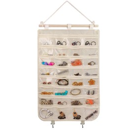 BB Brotrade Hanging Jewelry Organizer,Accessories Organizer,32 Pocket Organizer for Holding Jewelries (Beige-32 Pockets)