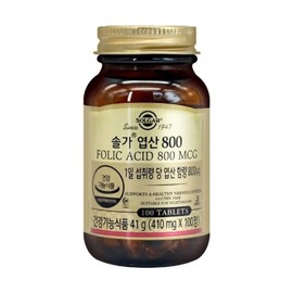 Solgar Folic Acid 800 410mgX100 Tablets 23236124672029 / 솔가 엽산 800 410mgX100정23236124672029