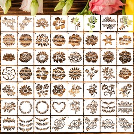 Flower Stencils for Painting 3inch Flower Stencil Small Floral Stencil Drawing Templates for Wood Wall Card DIY Projects
