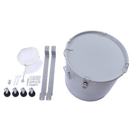 Fryer Grease Bucket, 10 Gallon Oil Disposal Caddy Steel Fryer Oil Transport Container with Locking Lid & Filter Bag for Hot Cooking Oil Filtering (10 Gallon, Silver)