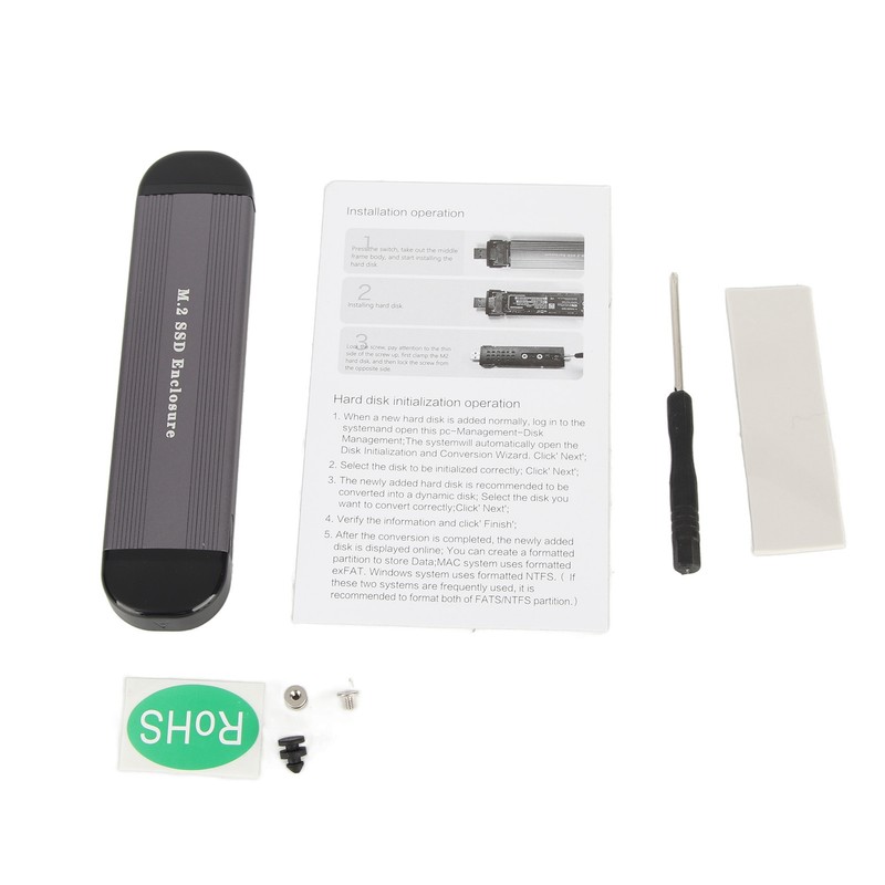 M.2 SSD Enclosure Type C USB Dual Interfaces Aluminum Alloy