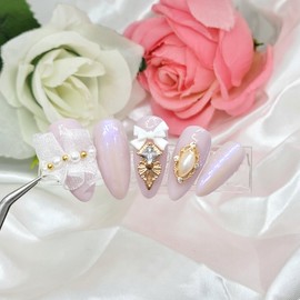 Wedding dress handmade nail tips✨ - Long Round Square / 웨딩드레스 수제네일팁✨ - 롱라운드스퀘어