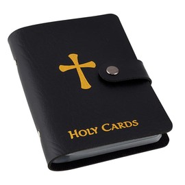 Needzo Black Holy Card Holder, Travel Booklet for Prayer Cards, 20 Double Sided Sleeves, 3 ½ x 5 ¼ Inches