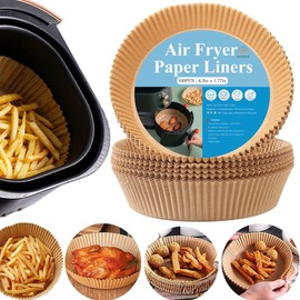 100PCS Natural Food Grade Non-Stick Air Fryer Parchment Paper Liners - Oil-Proof, Disposable Baking Liners for Easy Cleanup (Round, 16 CM)