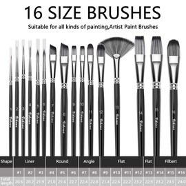 VIKEWE Acrylic Paint Set, 44 Piece Professional Painting Set, Includes 24 Acrylic Paints, 16 Pcs Paint Brushes with Case,Paint Knife and Art Sponge for Watercolor, Oil, Artists, Students and Kids