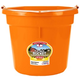 Little Giant Plastic Animal Feed Bucket (Orange) Flat Back Plastic Feed Bucket with Metal Handle (20 Quarts / 5 Gallons) (Item No. P20FBORANGE6)