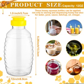 Tanlade 72 Pcs Honey Bottles Bulk 12 oz Plastic Clear Squeeze Honey Jars Empty Honey Container, Refillable Honey Dispenser Bottle with Flip Top Lid for Storing and Dispensing