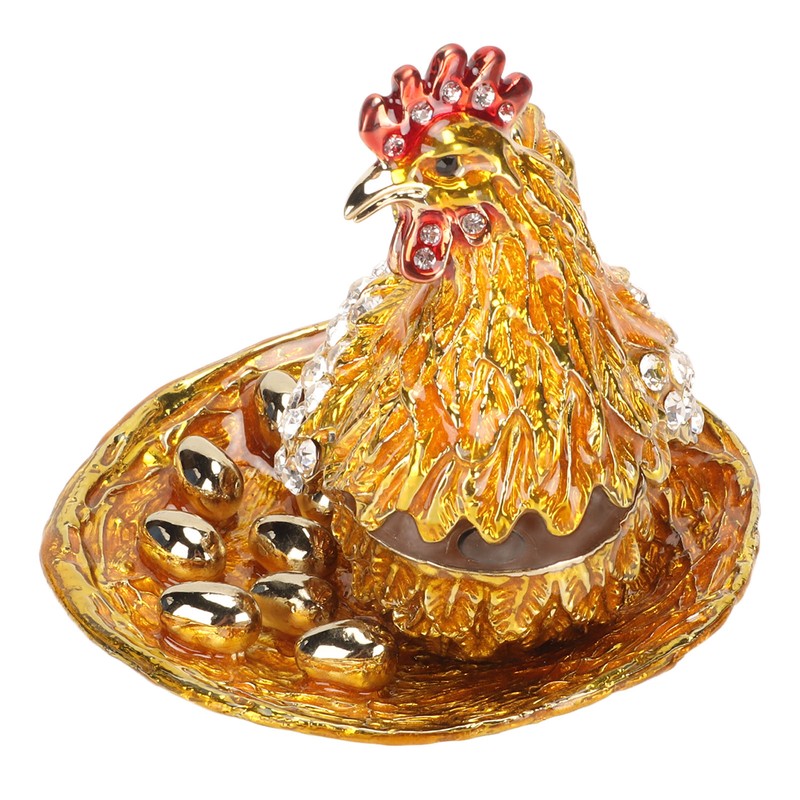 Golden Hen Figurine Trinket Boxes Handcraft Exquisite Small Jewelry Box