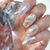 [Special limited edition‼️]Silver white ice full stone handmade nail tip