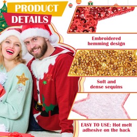 Giegxin 48 Pcs Star Sequin Patches in 4 Sizes Iron on Shiny Patches Hat Patches Embroidered Decorative Appliques for Hats Bags Jackets Jeans Backpacks Costume Clothing Accessory.(Multicolor)