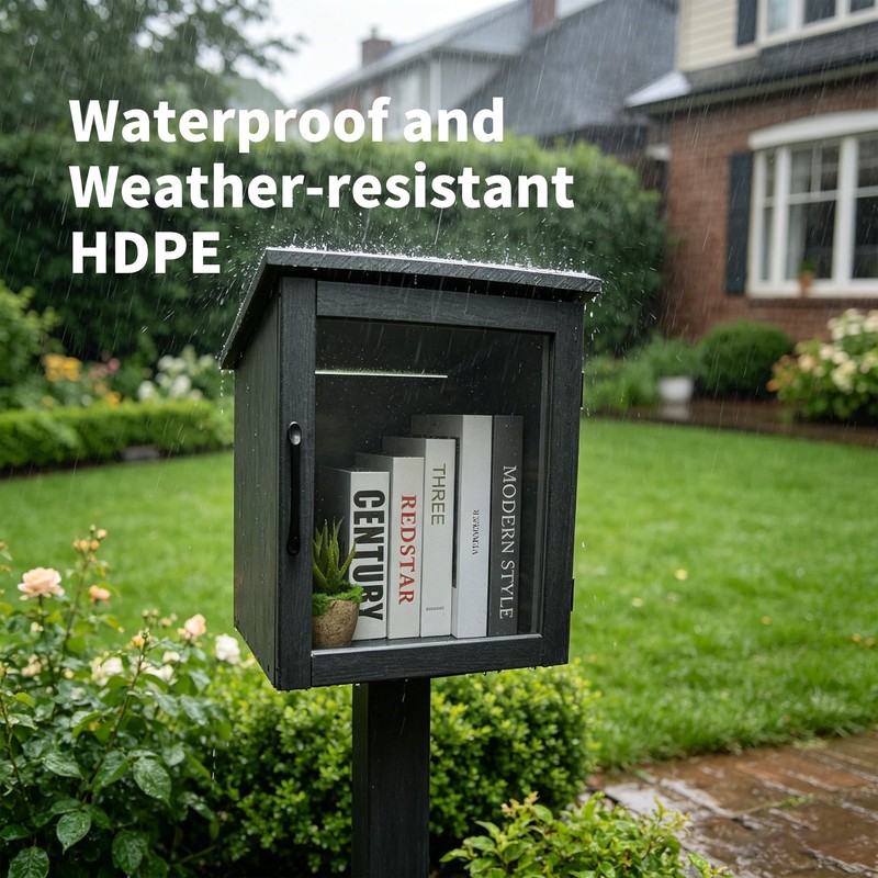 BplusZ Little Library Box Outdoor Waterproof HDPE Book Storage Small