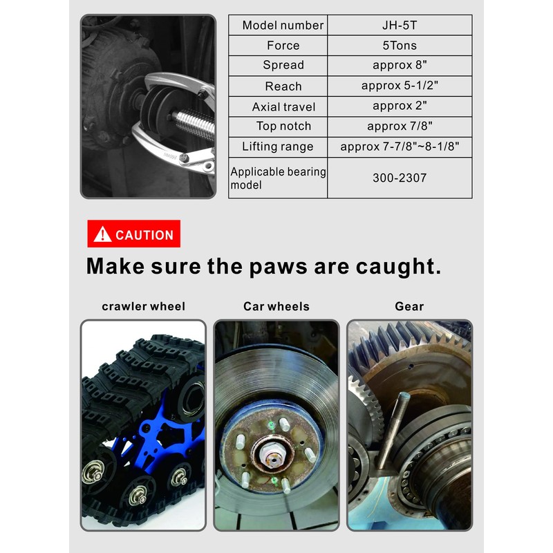 AMZCNC Hydraulic Gear Puller 5 Ton Max. Capacity Hydraulic Puller