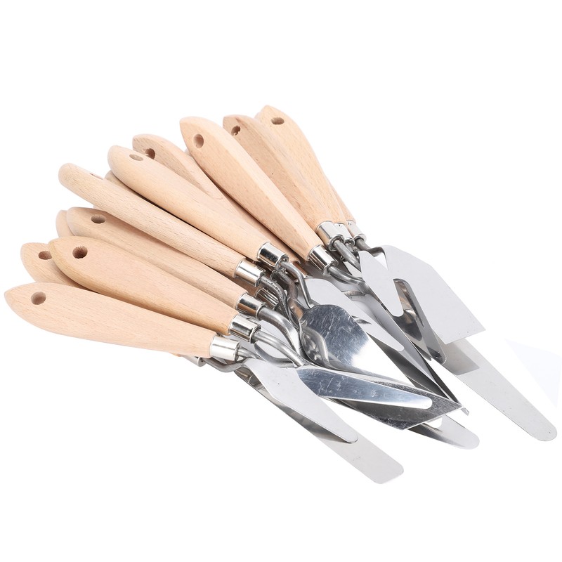 18Pcs Artist Palette Knife Oil Painting Gouache Scraper Wooden Handle