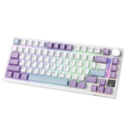 ATTACK SHARK X820ULTRA Wireless Gaming Mechanical Keyboard with TFT Smart Display&Knob,PBT Keycaps,Gasket Mounted 75% TKL Keyboard,BT5.0/2.4GHz/USB-C,RGB Backlit（Starlight White Gift Edition Switch）