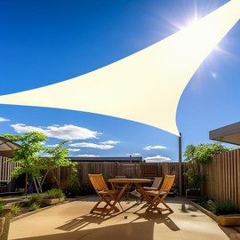 Amagenix Sun Shade Sail 19'X19'X26.9' Cream Triangle Canopy 185GSM Permeable Fabric 98% UV Block for Yard Deck Pergola Outdoor (We Make Custom Size)