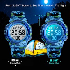cofuo Kids Digital Watch for Boys Girls, Boys Watches Ages 3-17,Sport Outdoor Watch for Kid,50M Waterproof Analog Multifunctional Chronograph LED Alarm Stopwatch Silicone Band,Kids Gift
