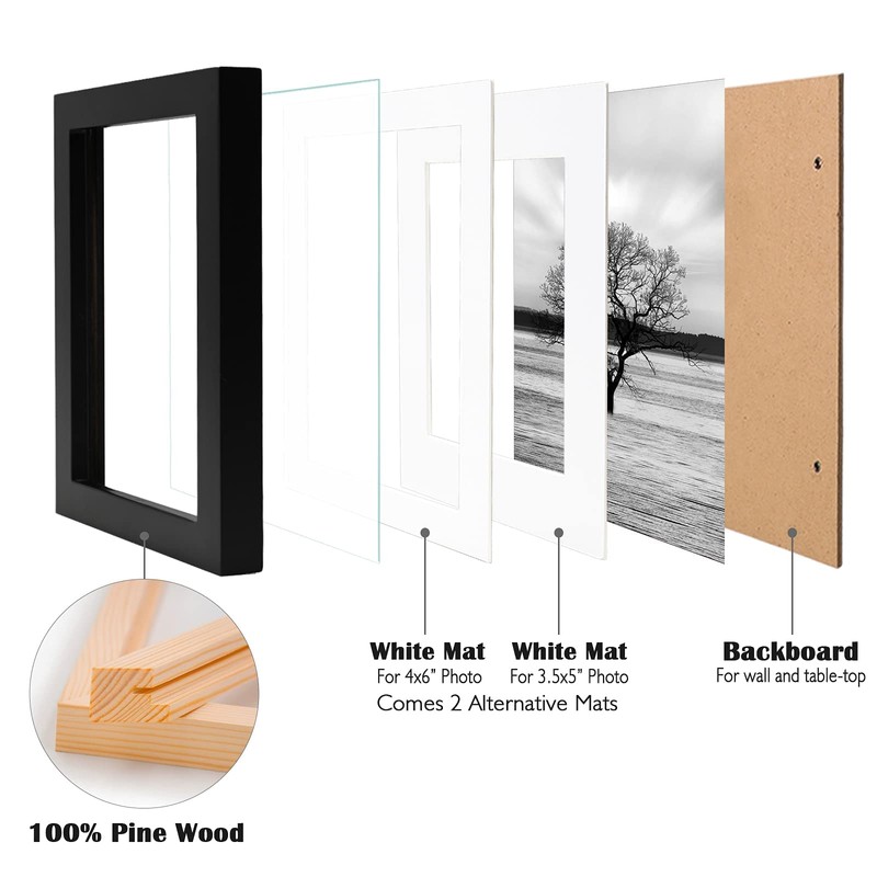 EGOFINE 7x5 Picture Frames Set of 3, Made of Solid