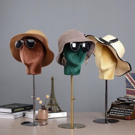 CHADWICK Mannequin Head Stand for Hat and Wig Display, Pinnable Wig Head Stand, Velvet Manikin Head Block with Retractable Metal Base, 21 Inch Wig Stand for Styling and Display, Height 18-23 Inches